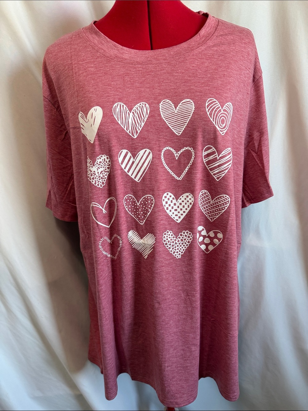 Women’s Pink Heart Graphic Short Sleeve Tee
